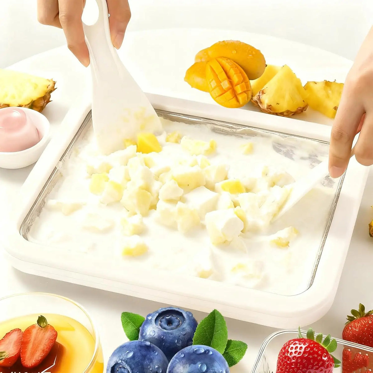 Rolled Ice Cream Maker Plate with 2 Scrapers – Multifunctional Frozen Dessert Maker for Homemade Ice Cream, Sweet Treats &amp; DIY Desserts