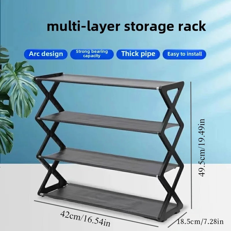 4-Tier Shoe Rack Organizer Easy to Assemble Organizer for Hallway (Black)