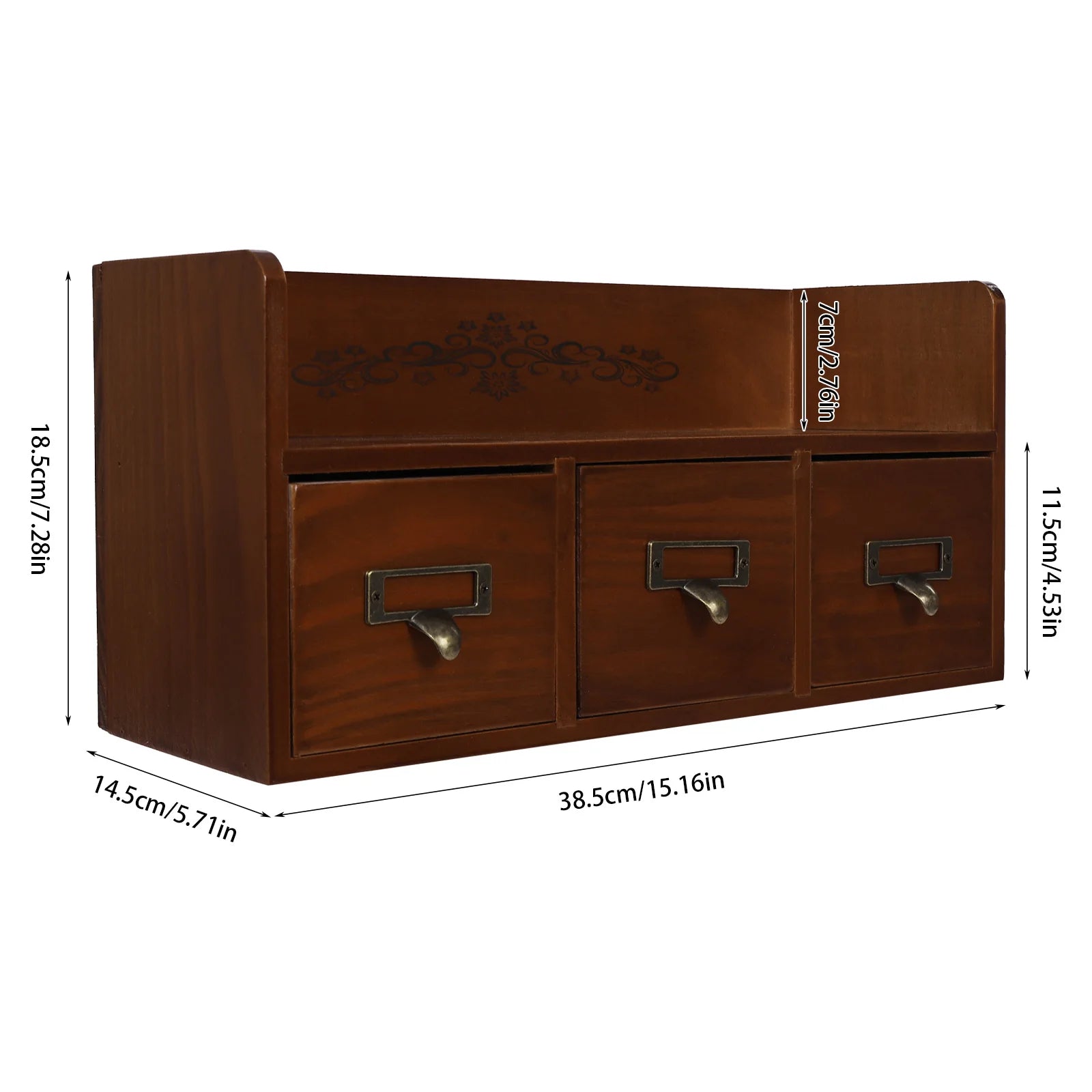 Wooden Organizer 3-Drawer Solid Wood Desktop Drawer Storage