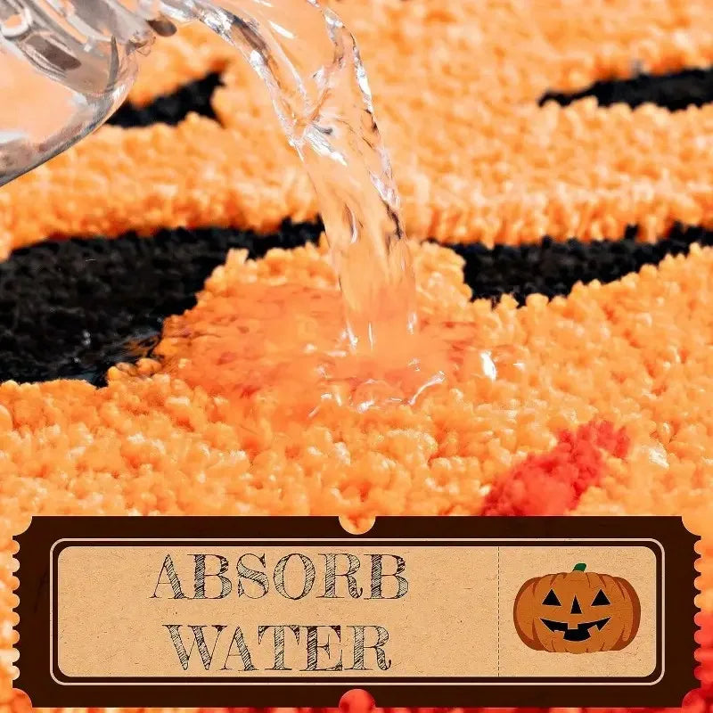 Non-Slip Pumpkin Bath Rug for Halloween Decor