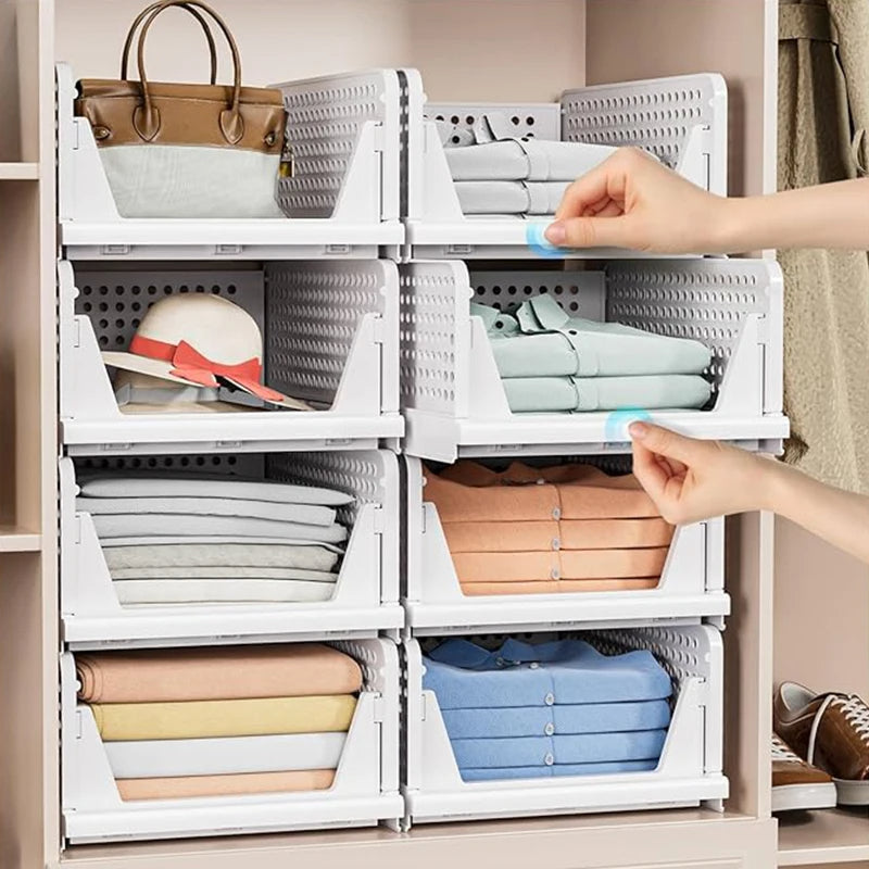 Stackable Closet Organizer 4PCS Storage Baskets