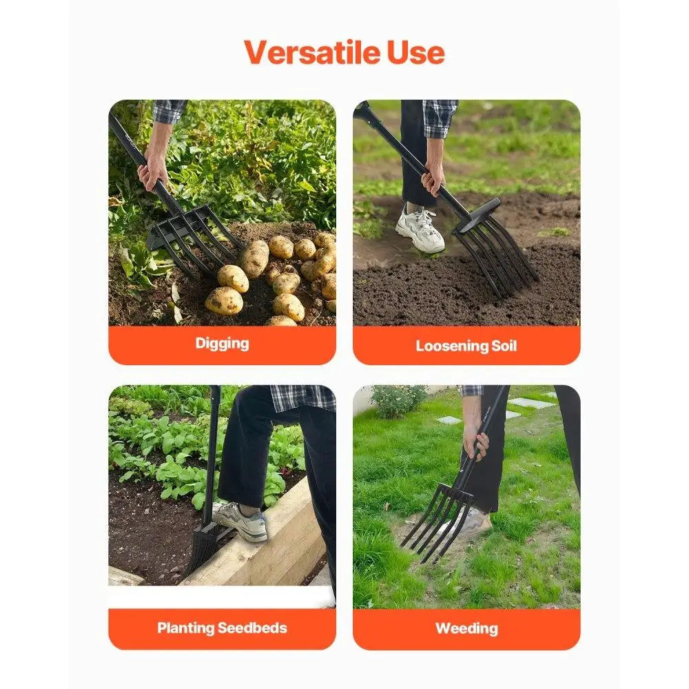 Soil Cultivation Hand Tool Heavy-Duty 5-Tine Garden Fork (41 Inch)