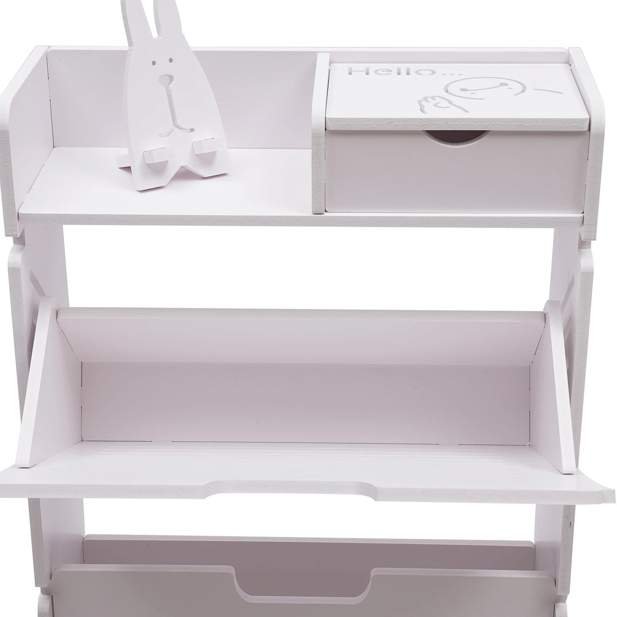 Slim White Shoe Storage Cabinet with Flip Down Rack (White)