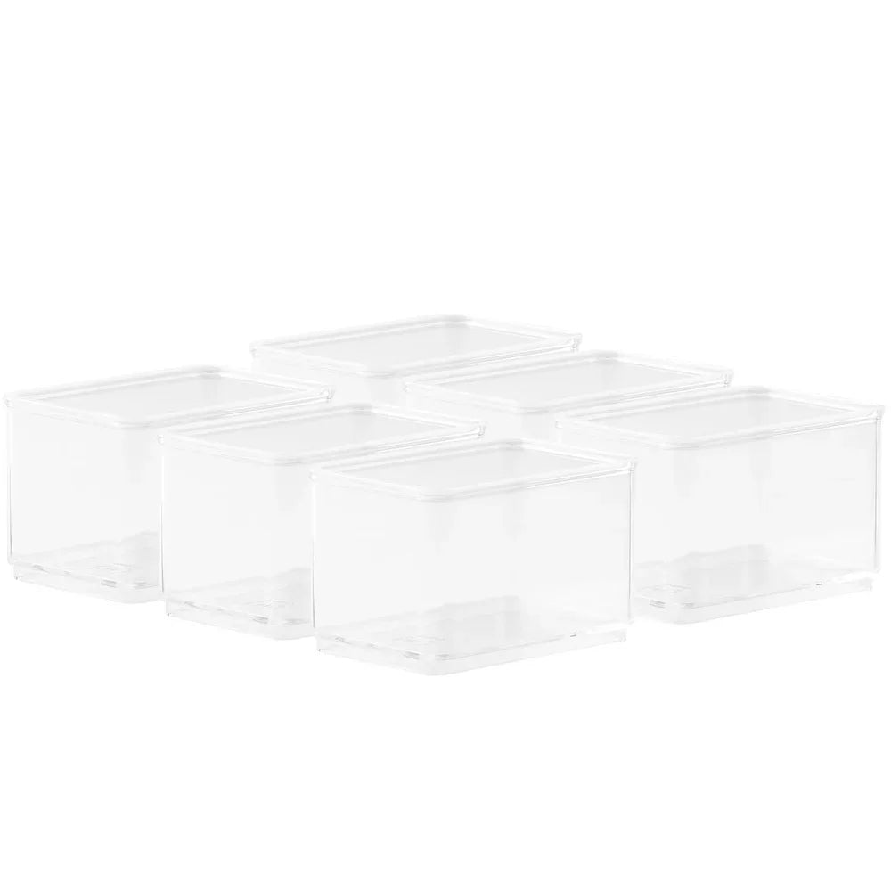Multipurpose 6-Piece Clear Stackable Organizers Small Storage Bins