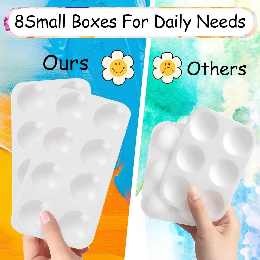 12-Pack White Plastic Paint Palettes for Kids