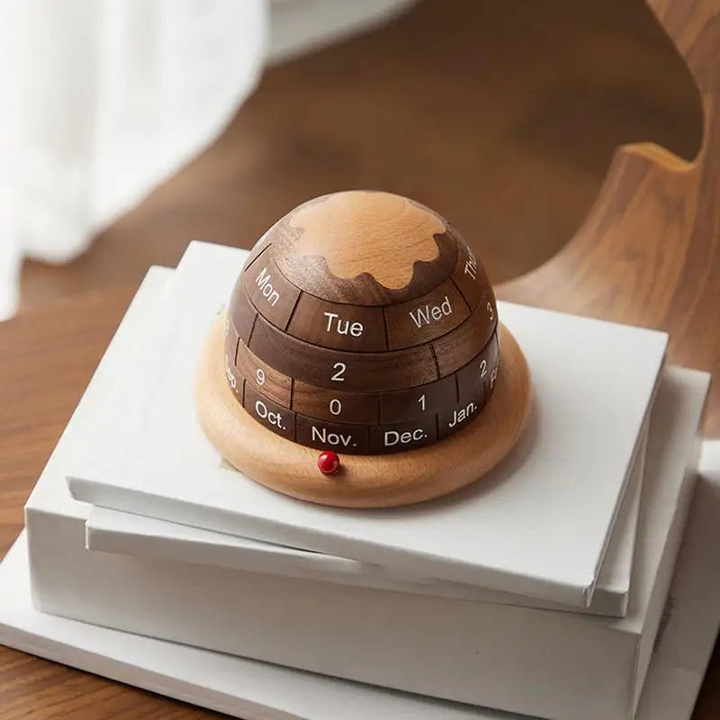 Reusable Wood Desk Calendar with Planet Design