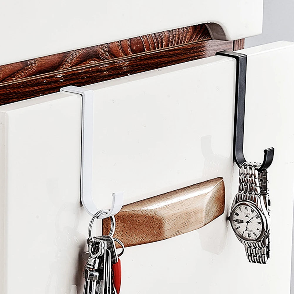 Z Back Cabinet Door Hook for Towel, Coat, and Clothes Hanger Organizer Rack (Black)