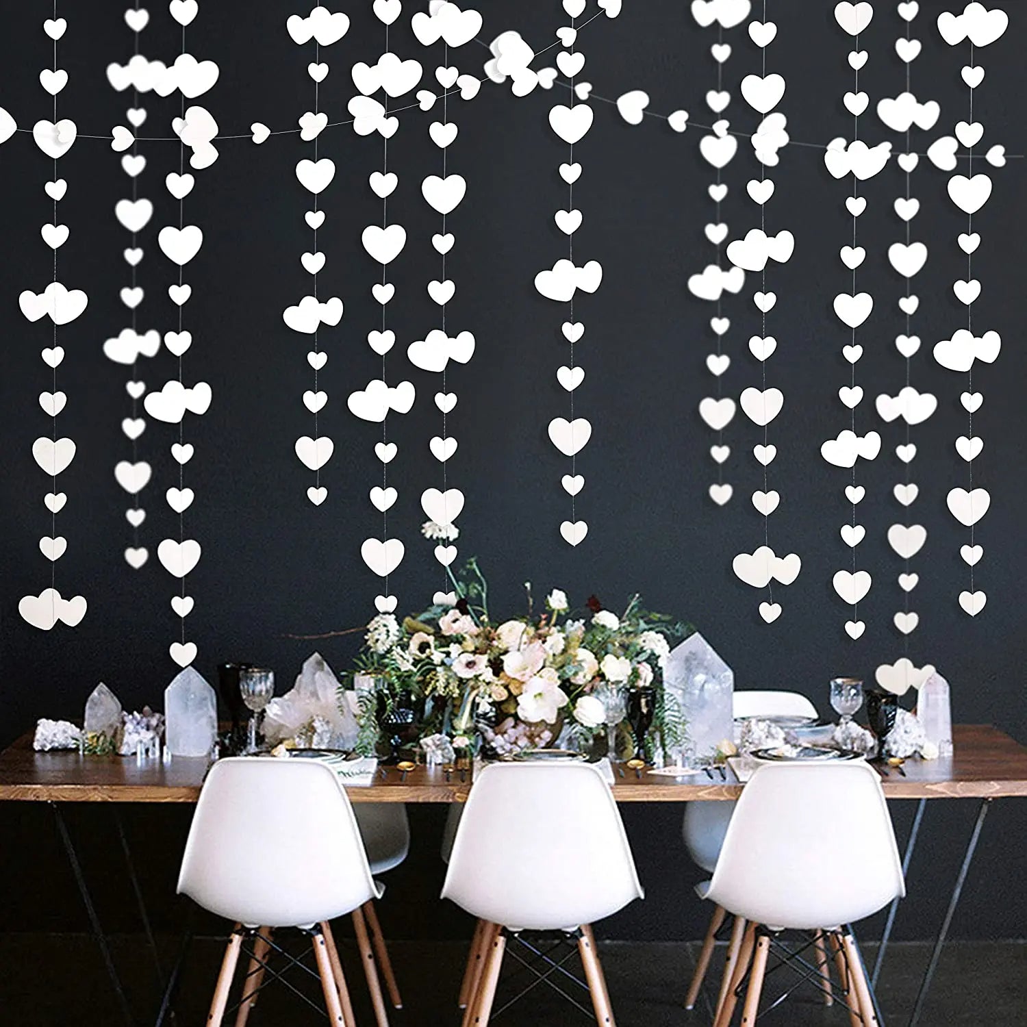 Paper White Heart Garlands Love Heart Banner Streamer