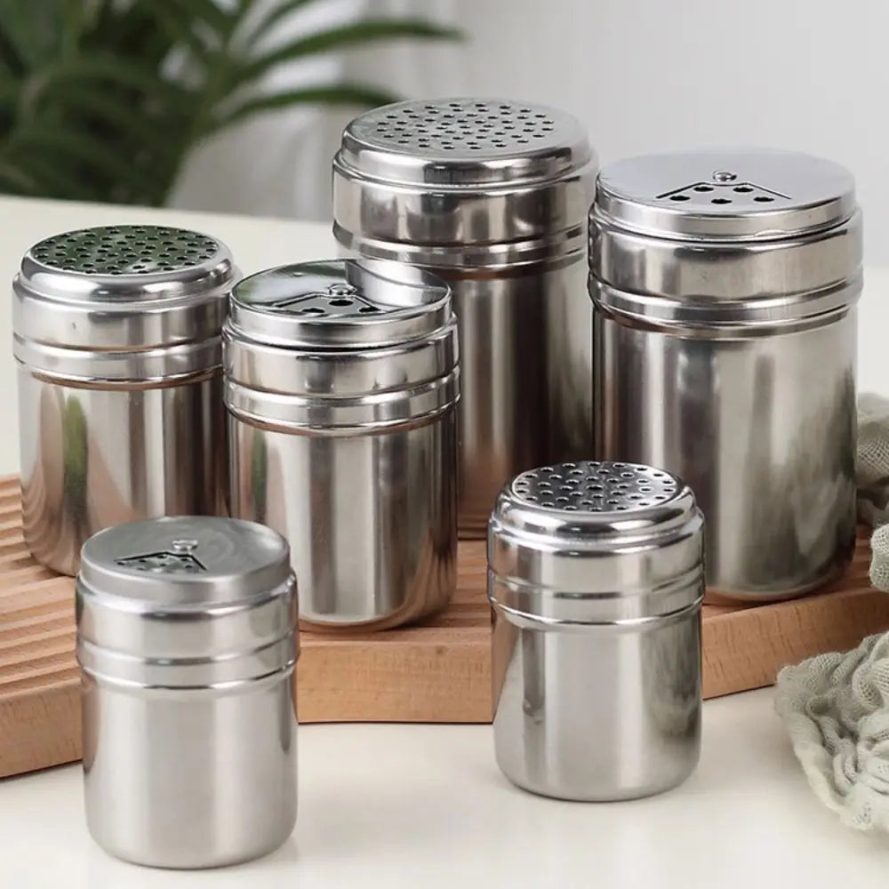 Stainless Steel Seasoning Jar, Rotating Spice Shaker with Adjustable Cover, Salt &amp; Sugar Container, Pepper and Spice Storage for Kitchen