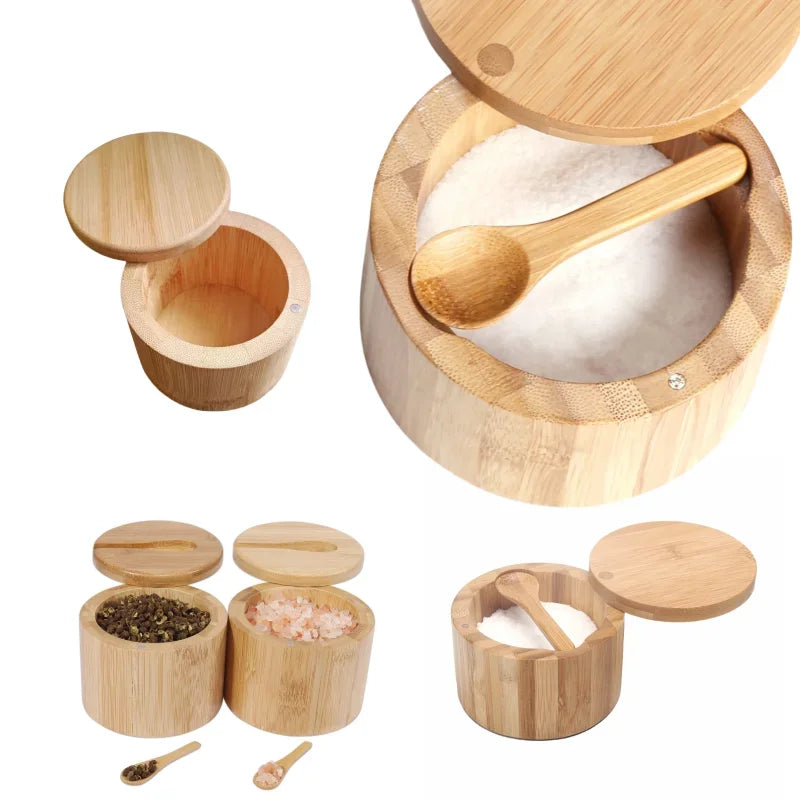 Bamboo Salt Seasoning Pepper Jar Set