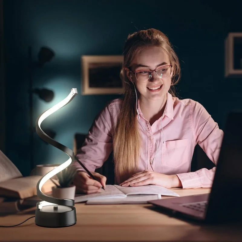 Multifunction Spiral Table Lamp – Modern LED Minimalist Design with Dimmable, Soft Light &amp; Adjustable Arm