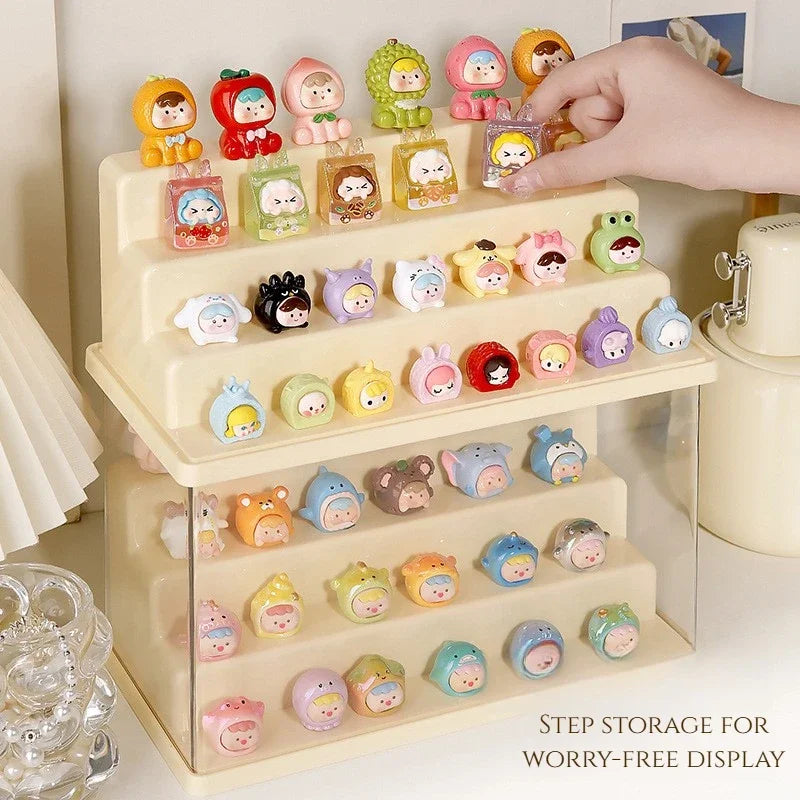 Clear Acrylic Display Case Dustproof Storage Organizer Pearl White)