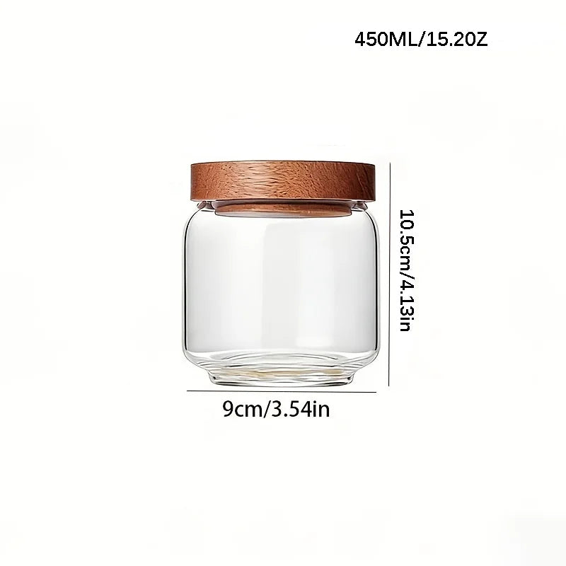 Glass Containers Canister Set 15.2 oz Airtight Food Storage Spice Jars (6 Pack)