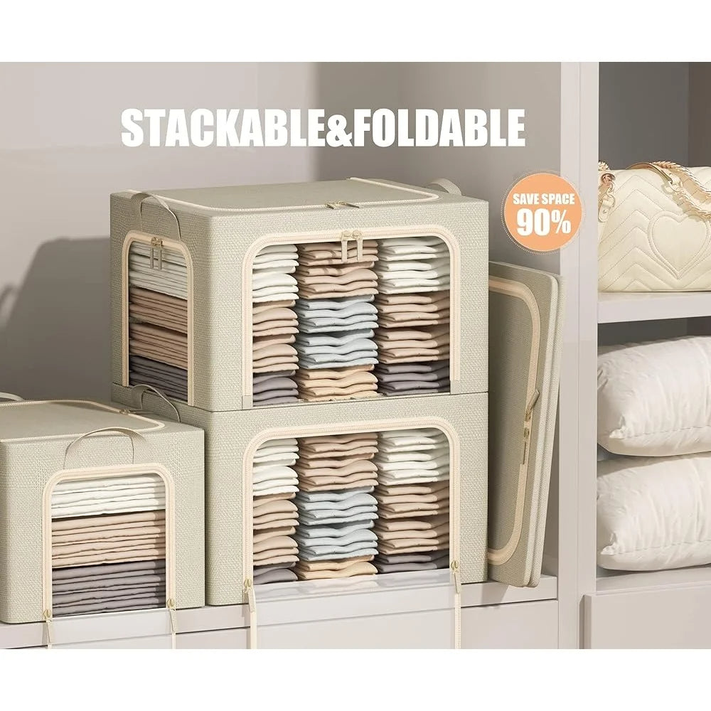 Stackable Linen Clothes Organizer Dustproof with Handles