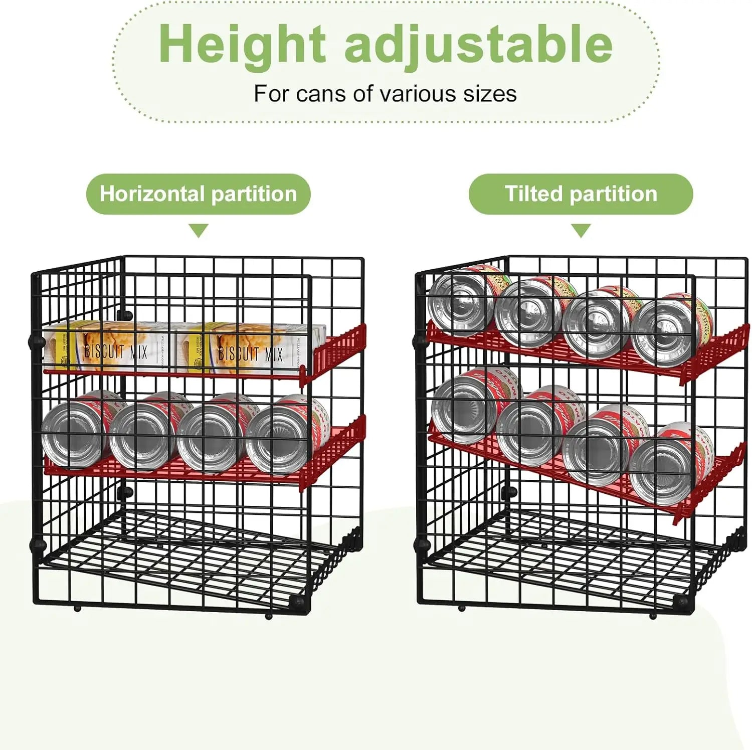 Adjustable Stackable Can Organizer 3-Tier for Pantry Storage
