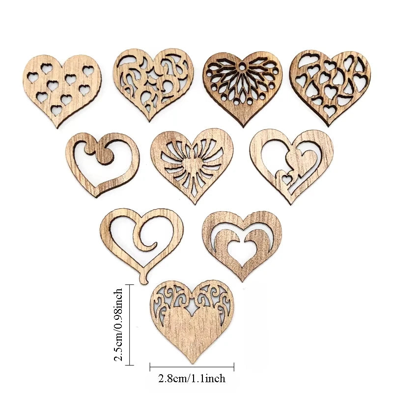 50 Heart Wood Hangings Women's Day Gift Party Decor