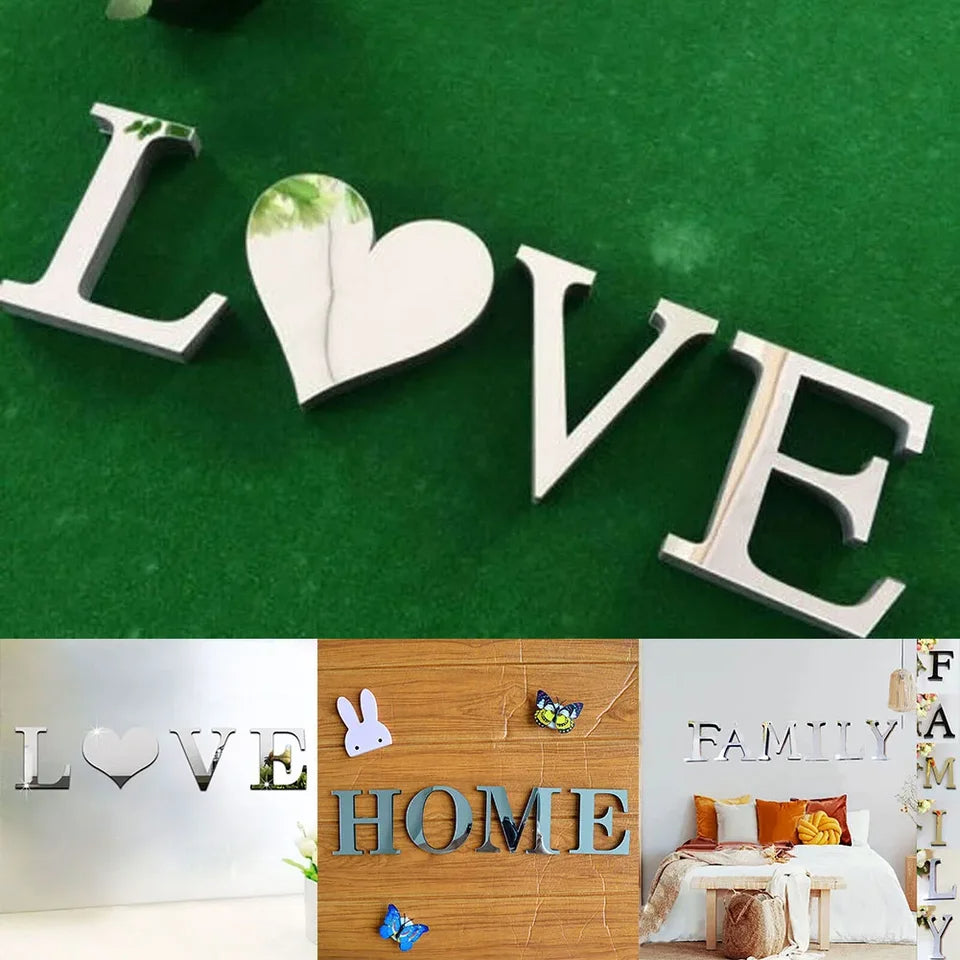 Love Furniture Mirror Tiles Home Wall Sticker Self-Adhesive Art Decor