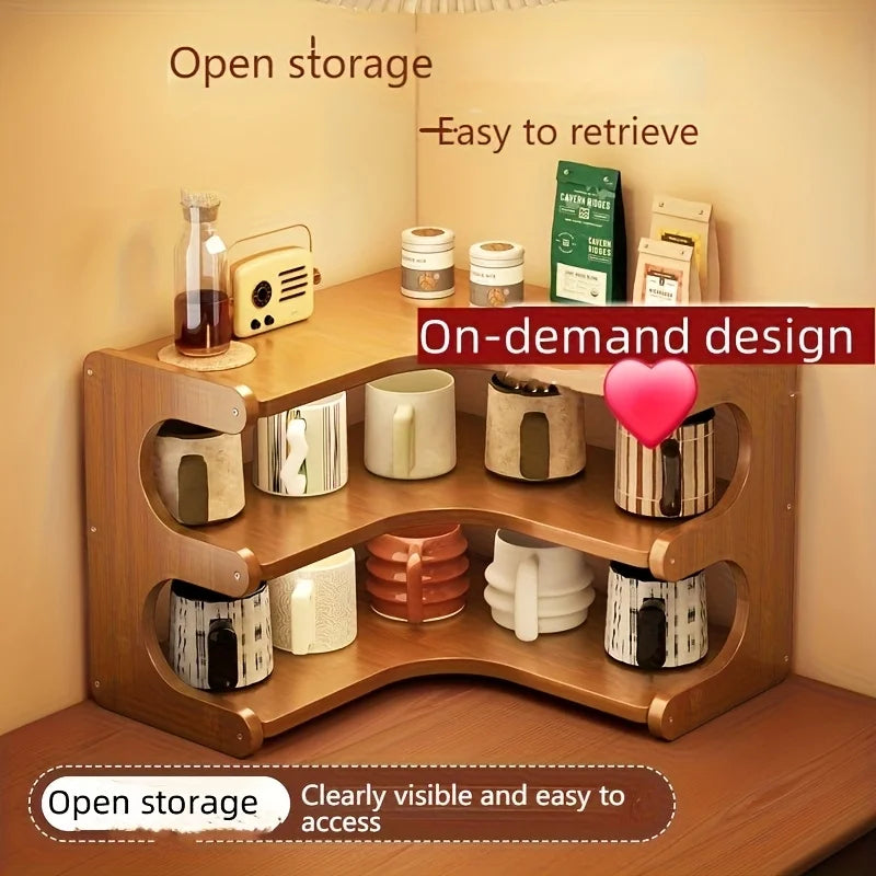 Bamboo Corner Desk Shelf – Multi-Tier Natural Wood Desktop Organizer