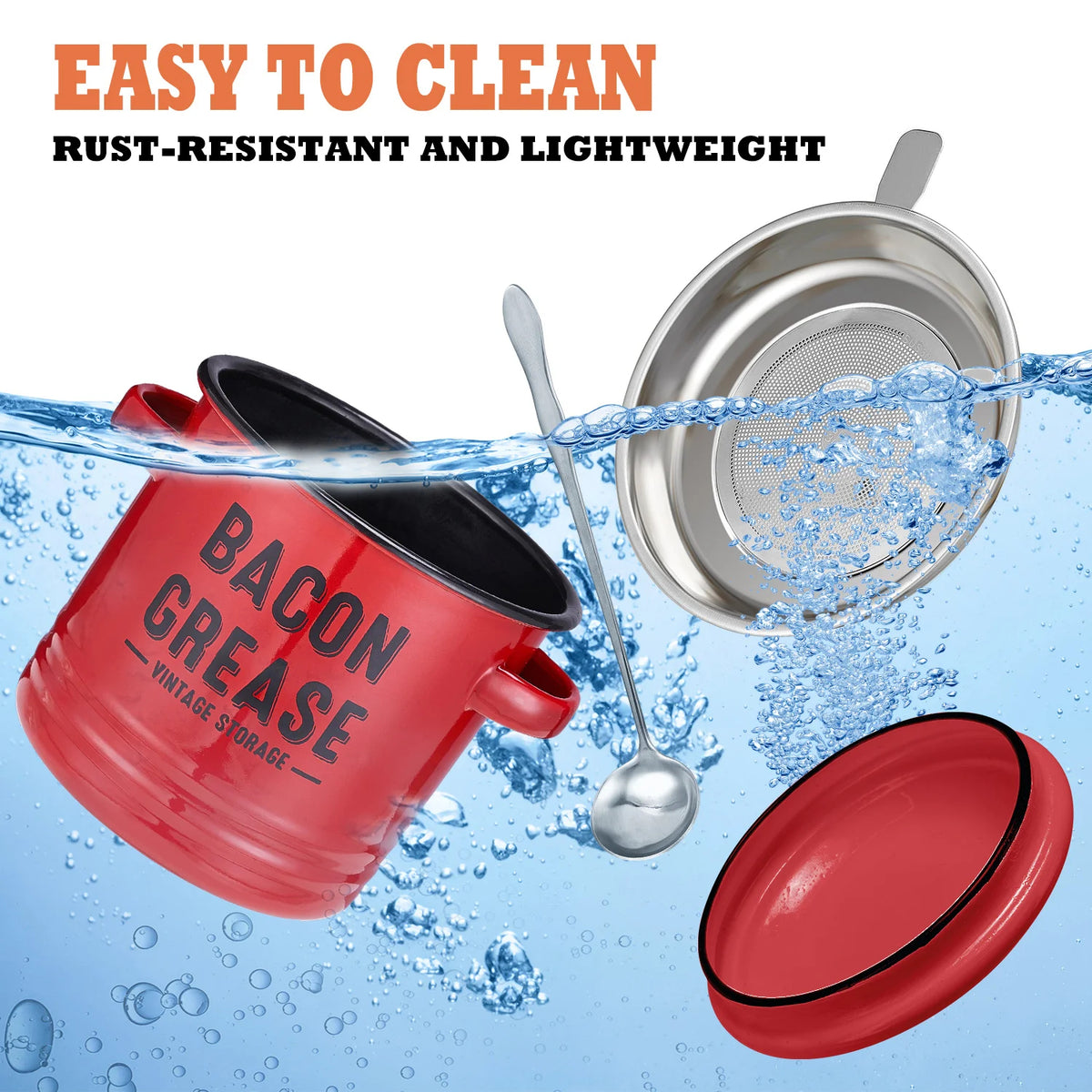 Bacon Grease Container with Fine Mesh Strainer 46oz