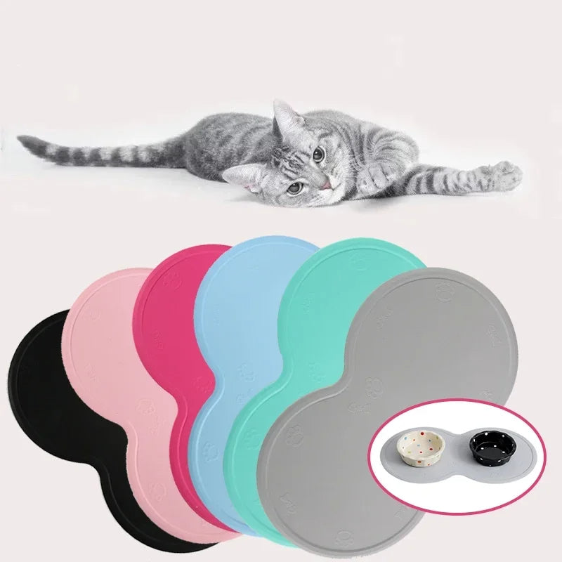 Pet Feeding Mat Silicone Cloud Design for Pet Bowl Placemat (Gray)