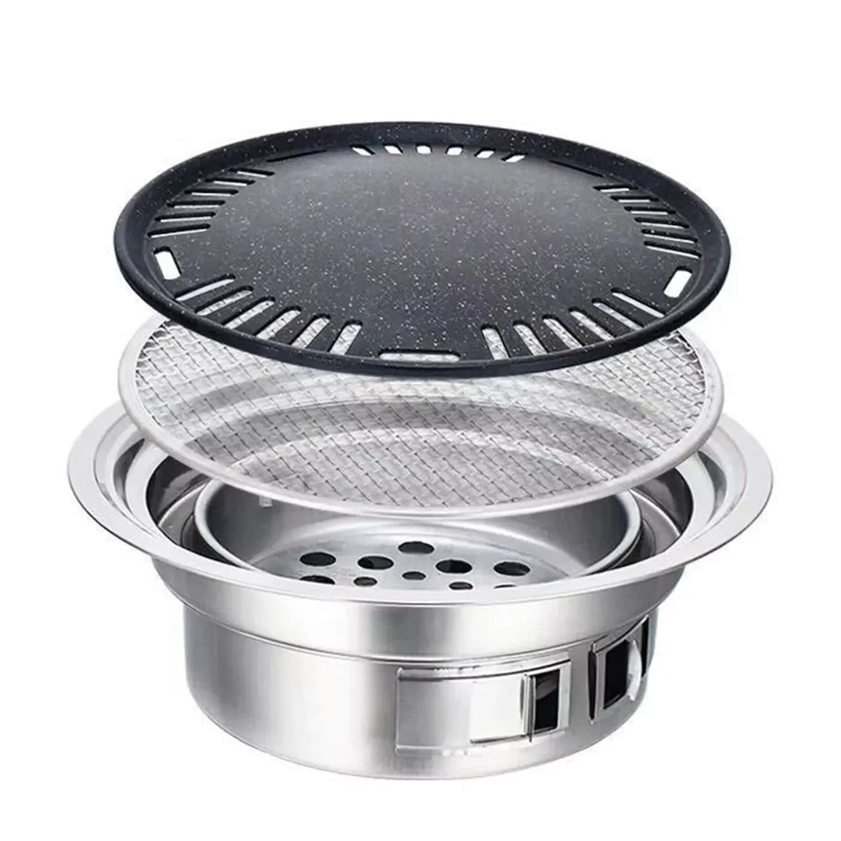 Korean Style Portable BBQ Grill Stainless Steel Hibachi Charcoal Stove