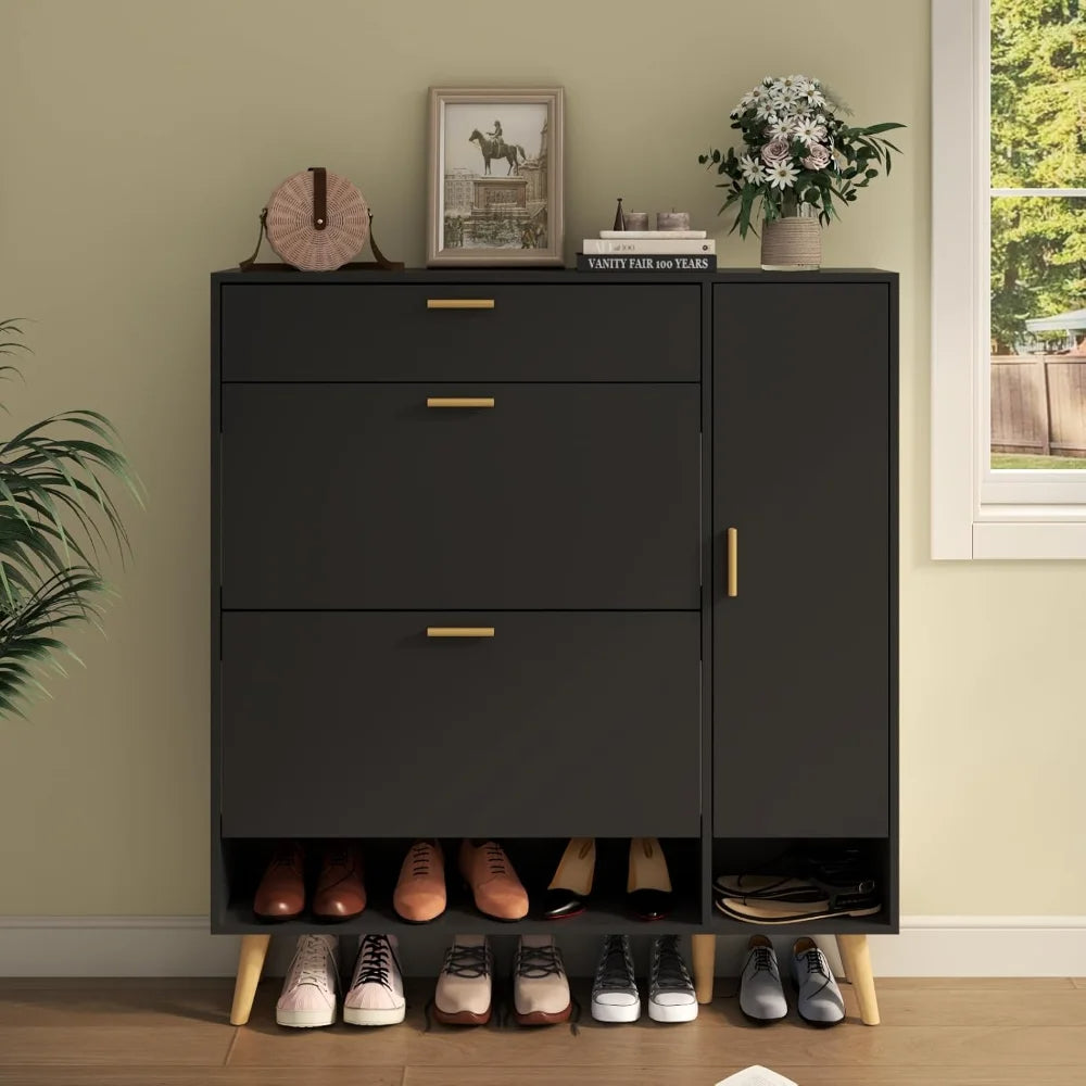Entryway Shoe Storage Cabinet with Flip Drawers