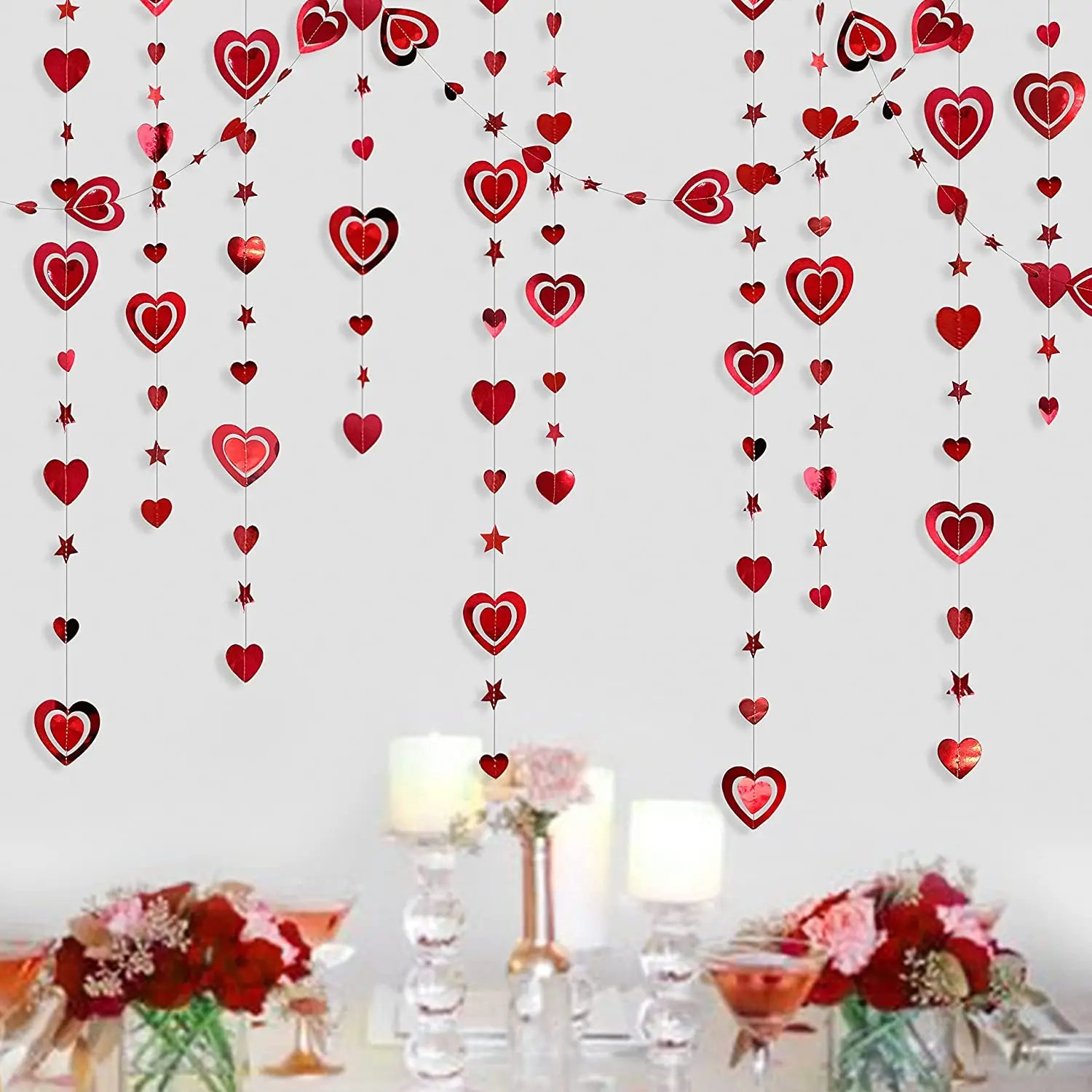 3M Red Heart Star Paper Garlands Birthday Wedding Party Decoration