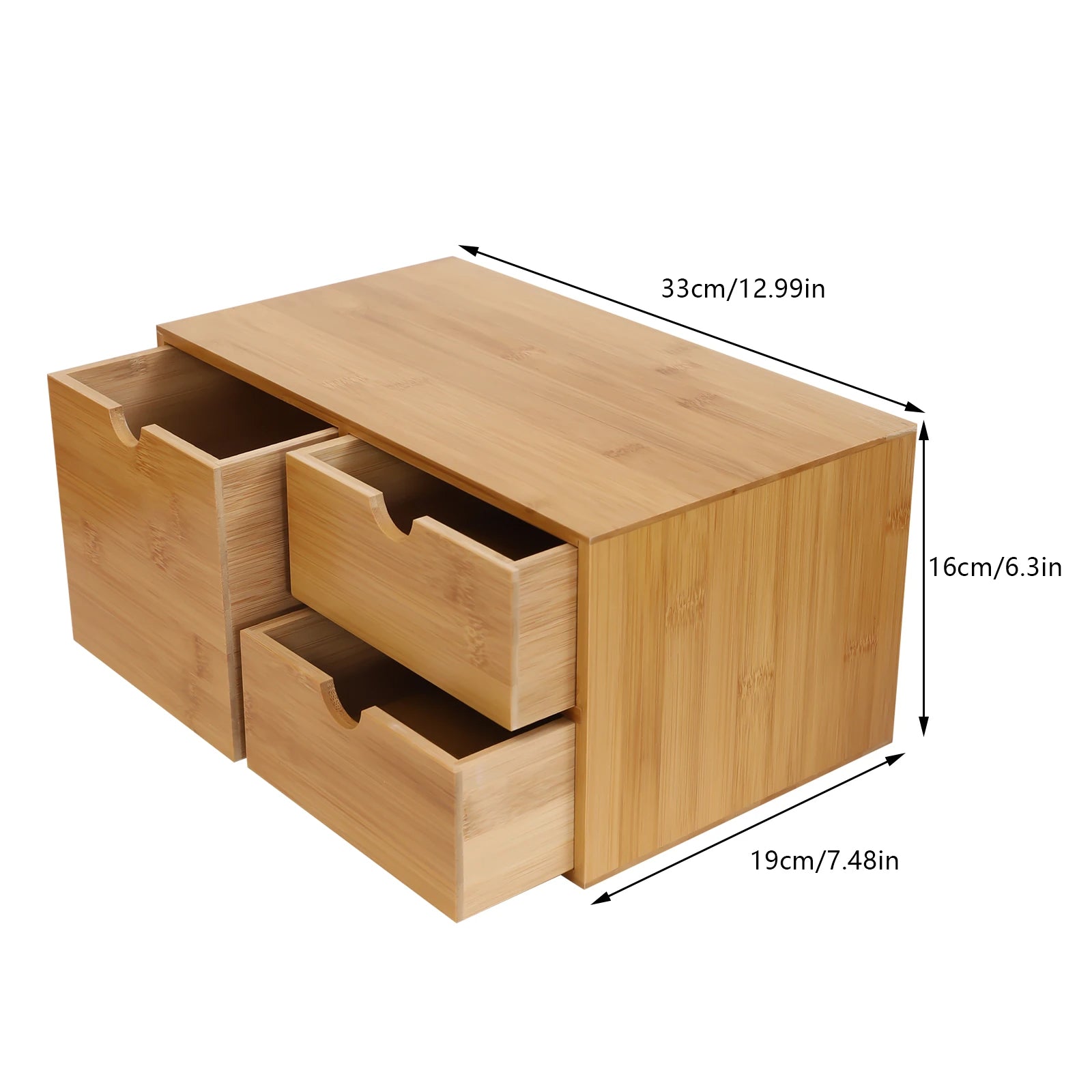 Mini Bamboo Desk Organizer Drawer Desktop Storage