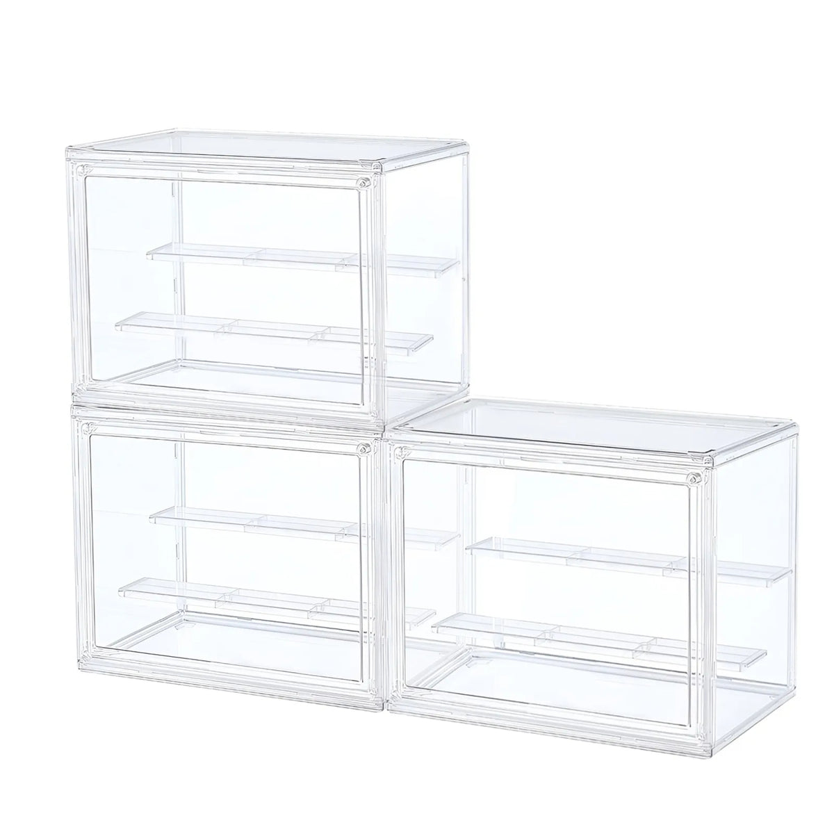 Clear Stackable Display Box 3PCS for Collectibles Figures