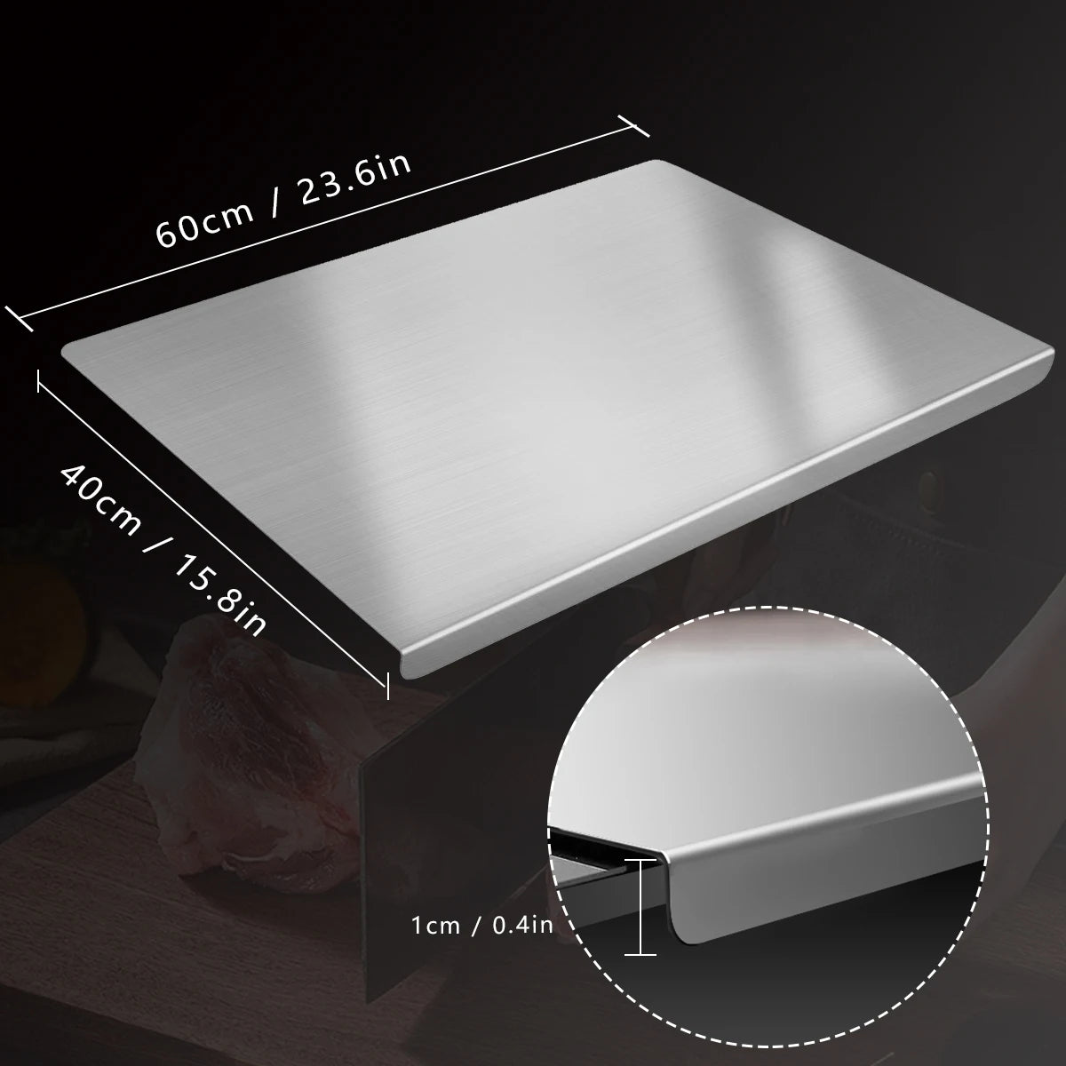 304 Stainless Steel Cutting Board Butcher Block – Heavy Duty Household Rolling Board (40x60)