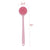 Soft Silicone Back Scrubber Shower Bath Body Brush with Long Handle (Pink)