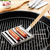 Hot Dog Roller Rack, Stainless Steel Outdoors BBQ Sausage Grill Pan With Long Wood Handle