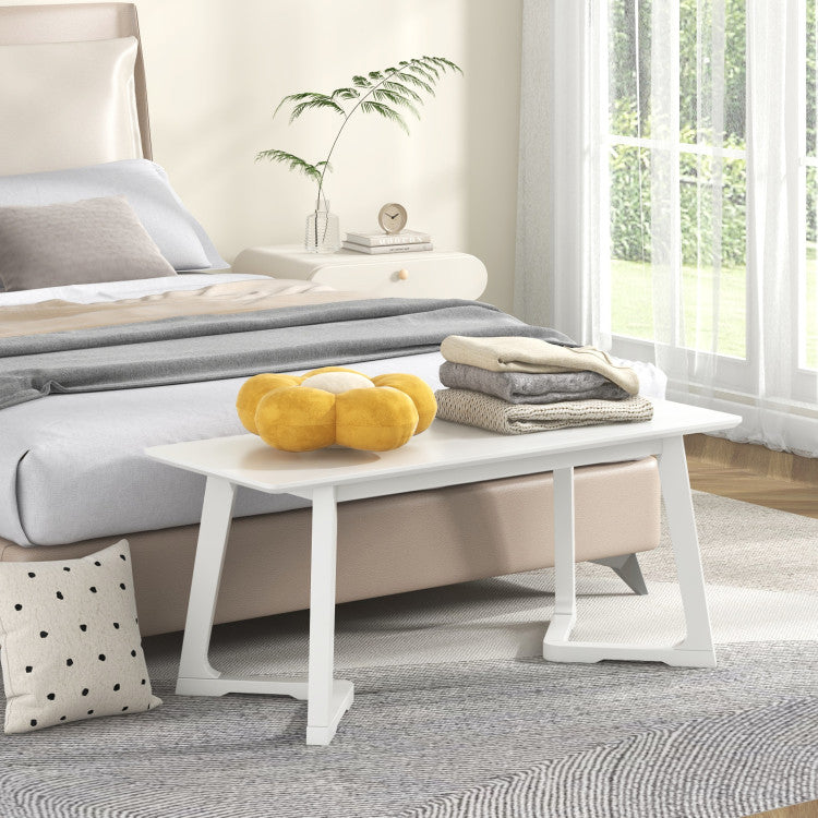 42&quot; Modern Entryway Bench Long Rubber Wood Legs