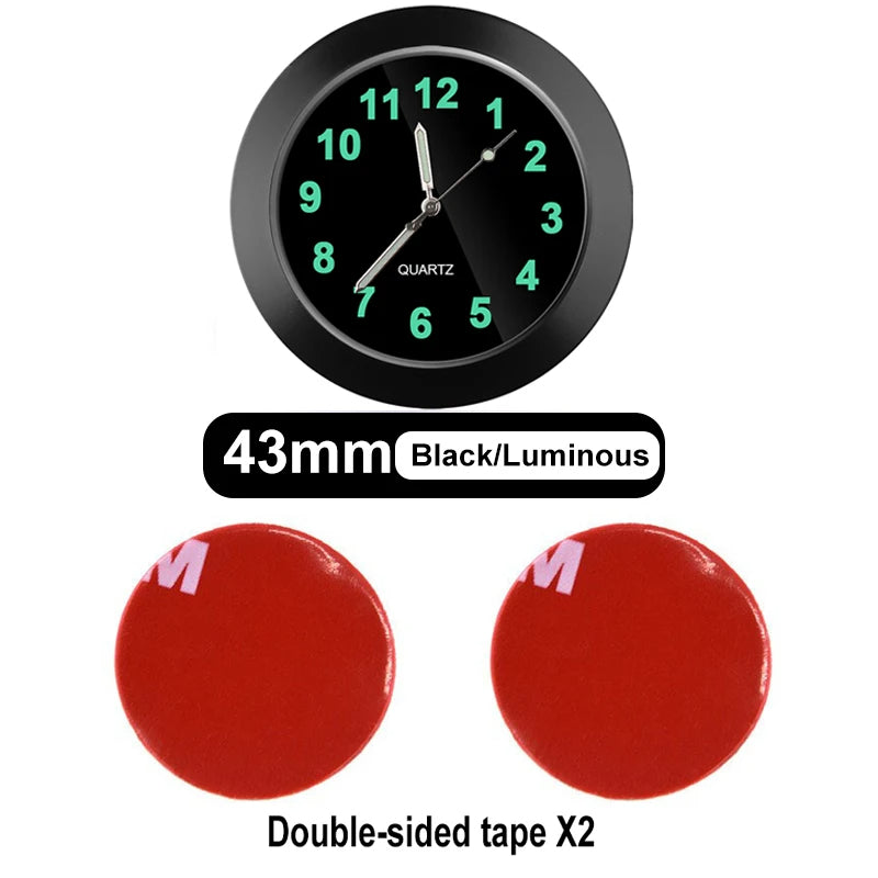 Car Dashboard Clock Stick-On Car Clock with Quartz Movement, Black (43MM)