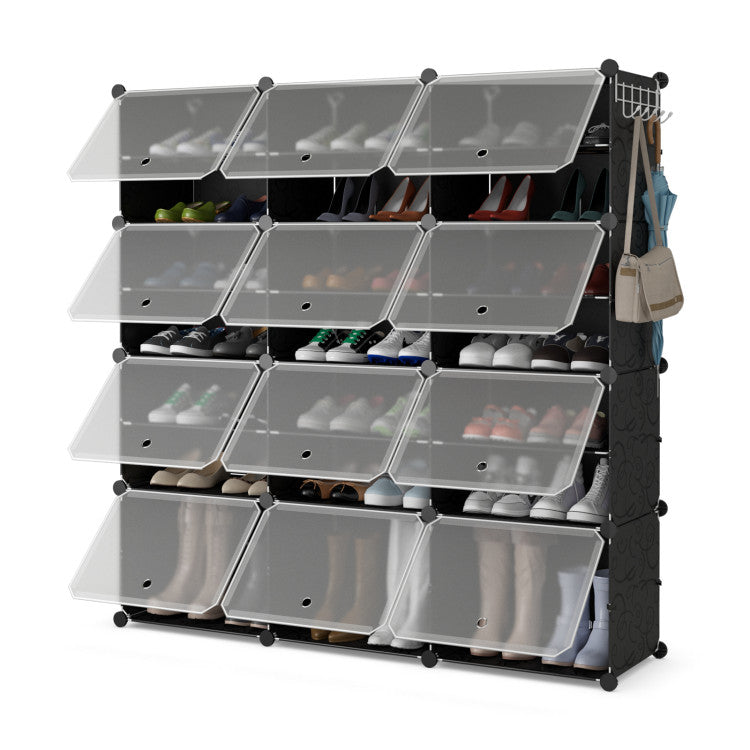 Shoe Rack Organizer 12-Cube 48 Pairs for Closet Entryway