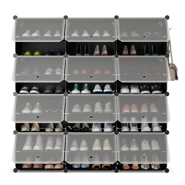 Shoe Rack Organizer 12-Cube 48 Pairs for Closet Entryway
