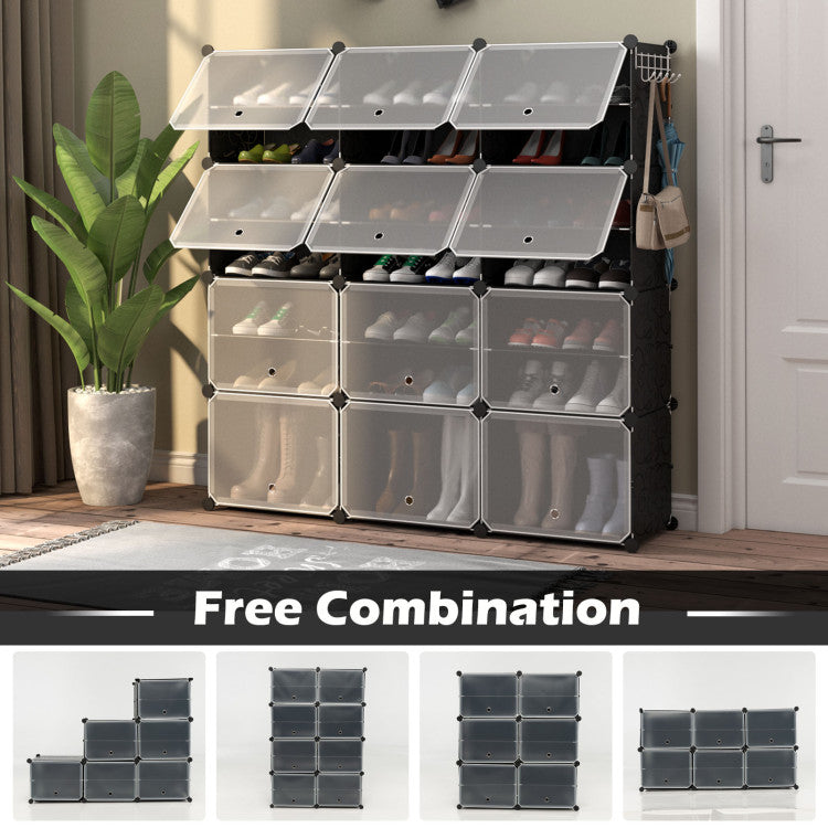 Shoe Rack Organizer 12-Cube 48 Pairs for Closet Entryway