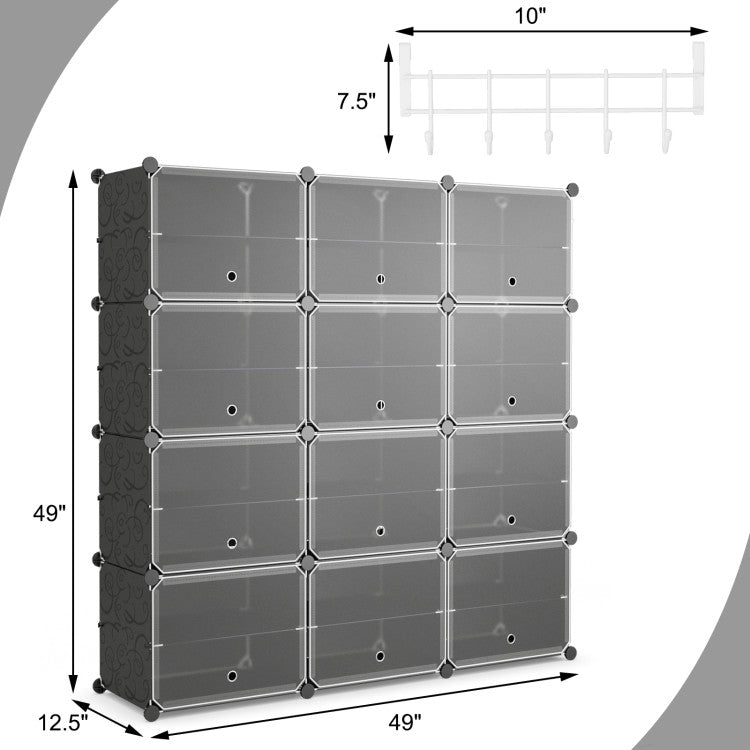Shoe Rack Organizer 12-Cube 48 Pairs for Closet Entryway