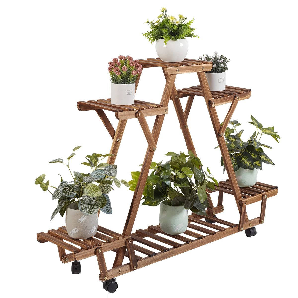 6-Tier Triangular Plant Stand with Wheels