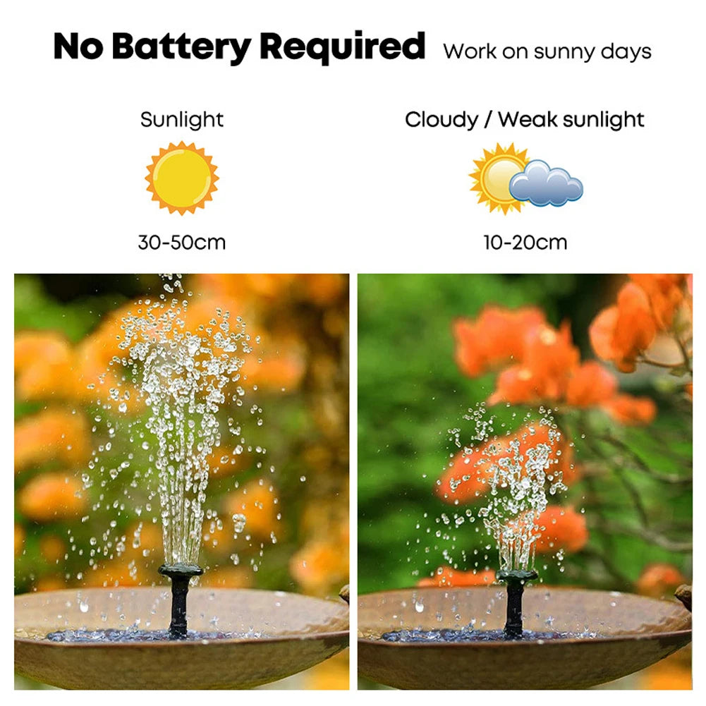 Floating Solar Fountain 16CM with 8 Nozzles – Free-Standing Solar Water Pump for Bird Bath