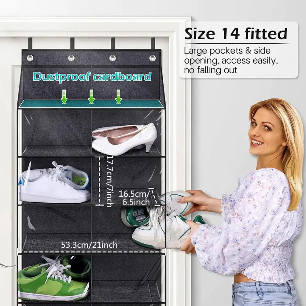 Over Door Shoe Organizer with 20 Large Pockets &amp; Hooks