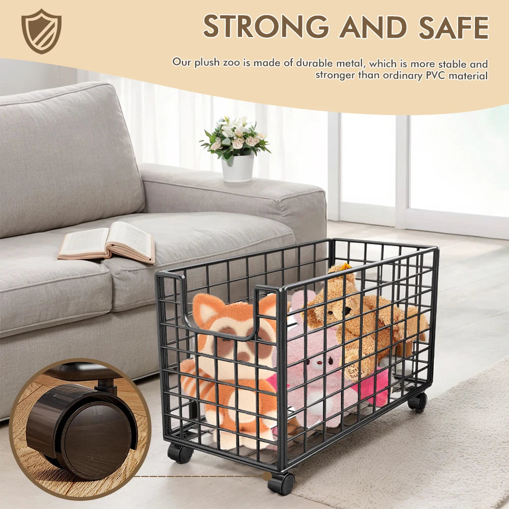 Stuffed Animal Organizer Metal Wire Basket Kids Storage Bin