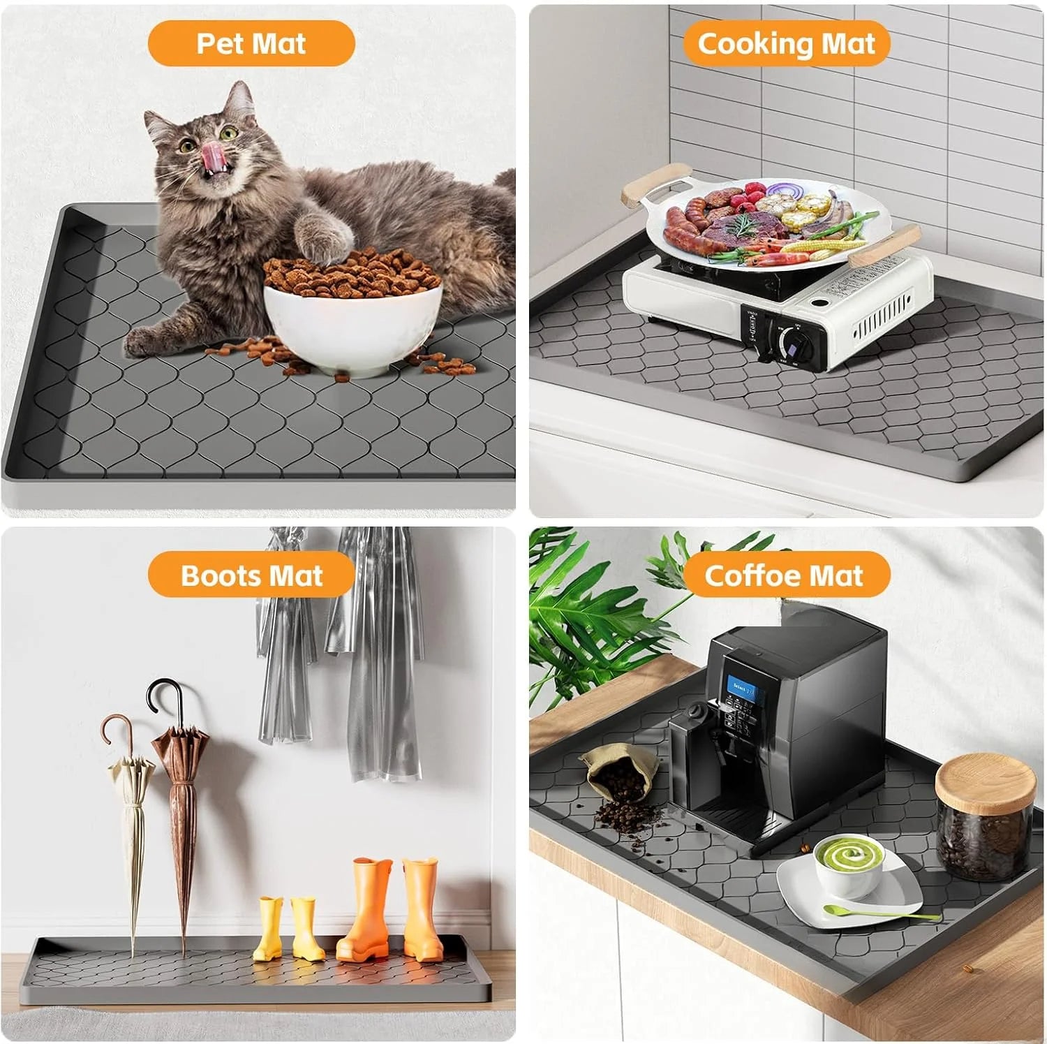 Under Sink Mat 34"x22" Waterproof Silicone Cabinet Liner