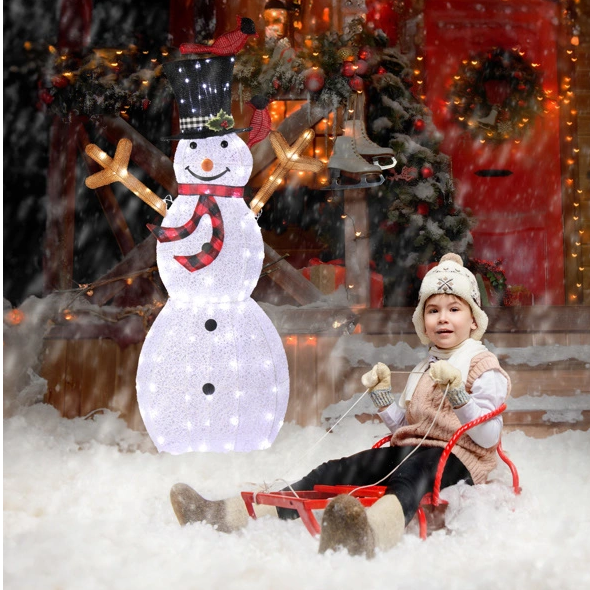 Lighted Snowman Christmas Yard Decorations Pre-lit Snowman And Birds