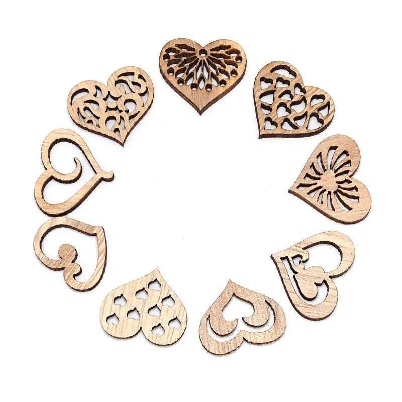 50 Heart Wood Hangings Women's Day Gift Party Decor