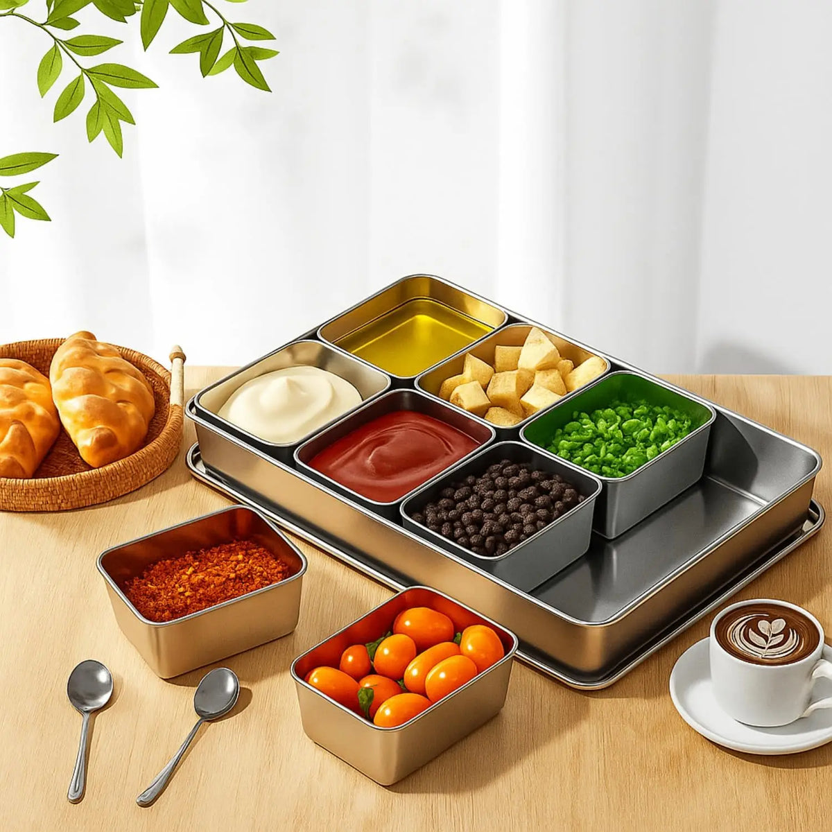 Authentic Japanese Stainless Steel Yakumi Tins (8-Grid)