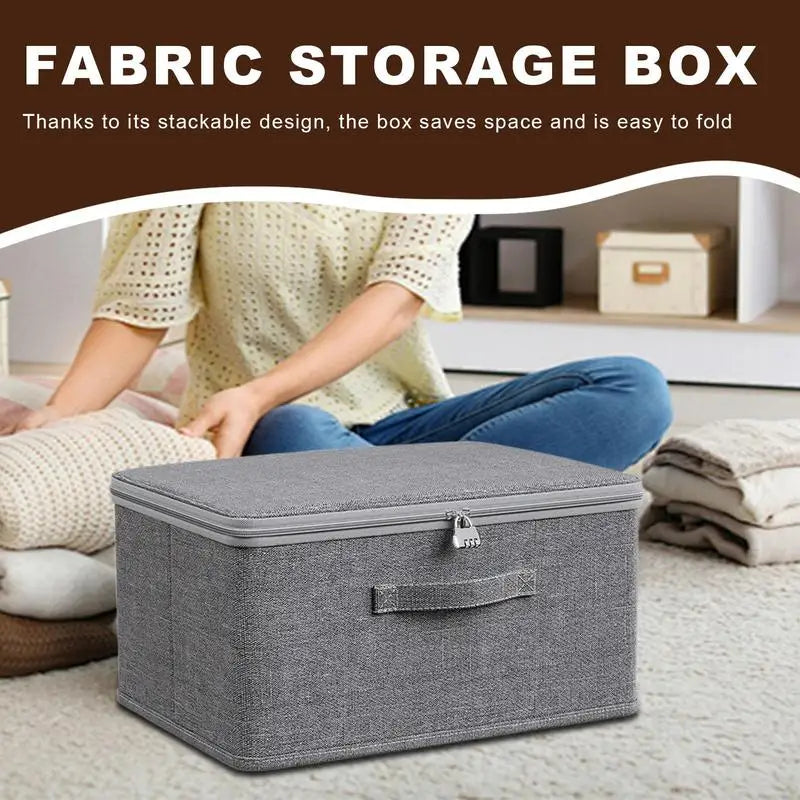 Fabric Storage Lockable Organizer Box For Clothes Toys (Small)