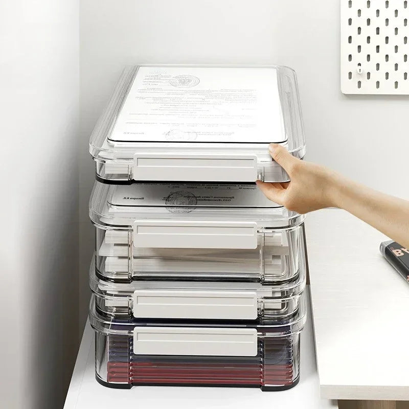 Desktop Document Organizer with Dust-Proof Lid (Large)