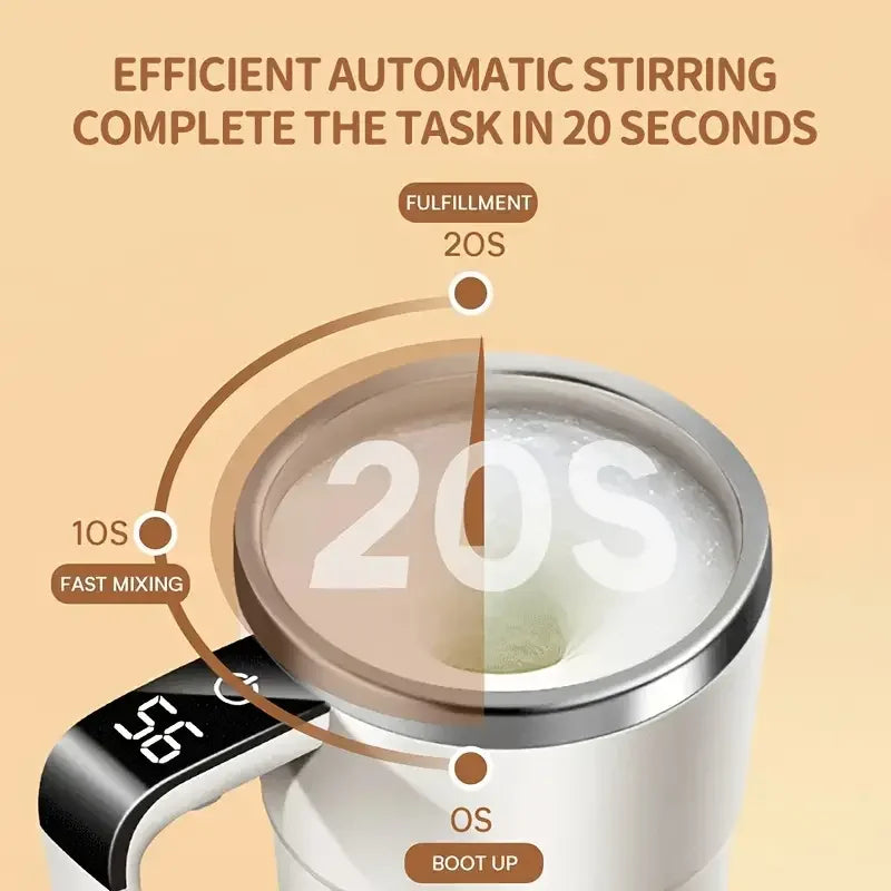 Smart Self-Stirring Coffee Mug with LED Temperature Display (White)