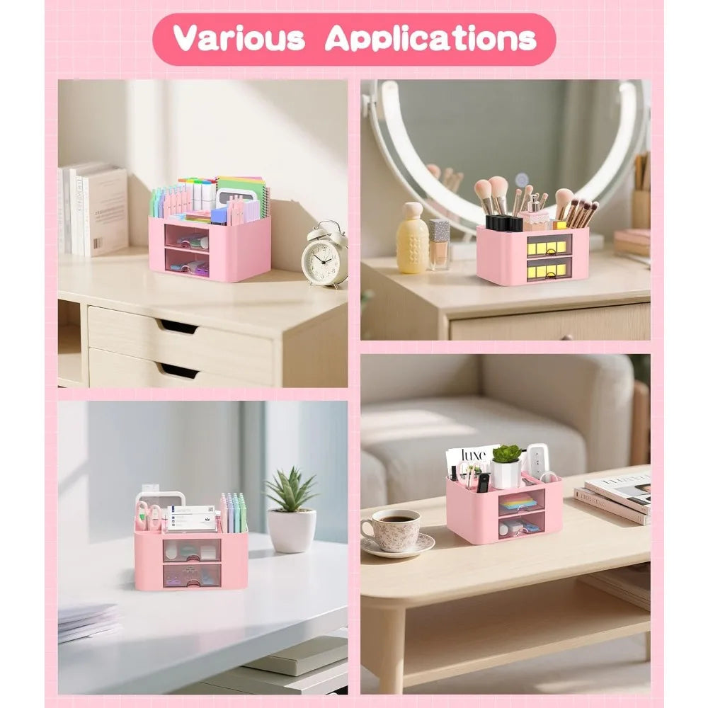 Pink Desk Organizer Accessories Bundle (10 Piece)